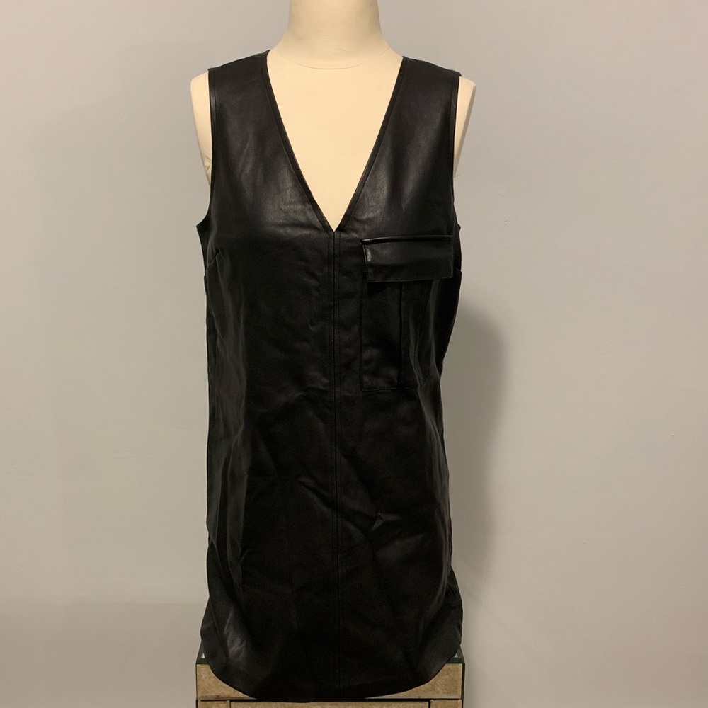 Faux Leather Black Dress